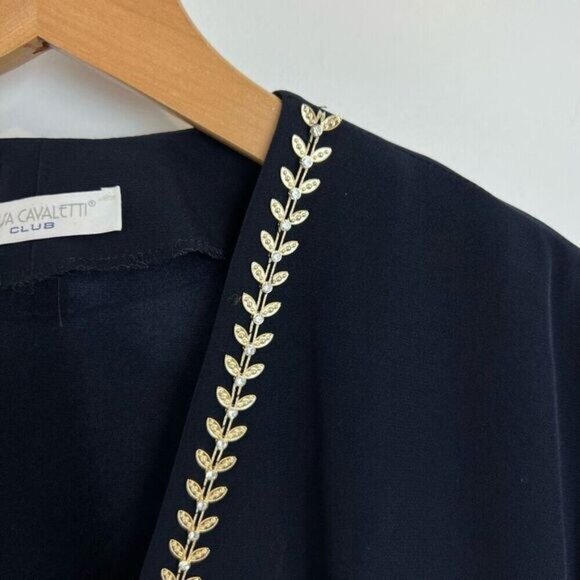 Vintage Elisa Cavaletti Club Women’s Medium Faux Wrap Gold Embellished Dress - Picture 2 of 12